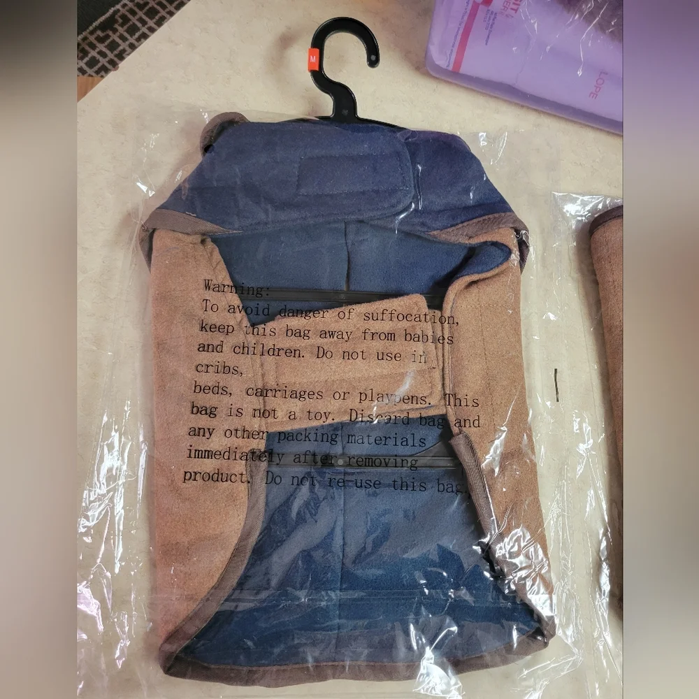 Eddie Bauer size med lined dog coat- blue/brown
